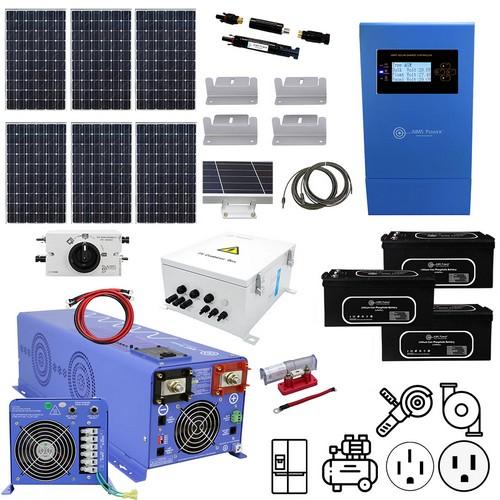 Aims Power, SCBOUNDARY, Solar 720 Watt, Inverter Charger 4000 Watt & 7.68 kWh Battery | Complete Solar Power Kit for Large Appliances & Equipment